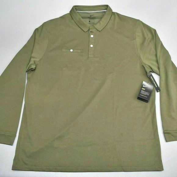 Nwt Rare$90 Nike Men's Dri-FIT Player LS Polo Shirt Olive Green XL CK5907 222 - Picture 5 of 5